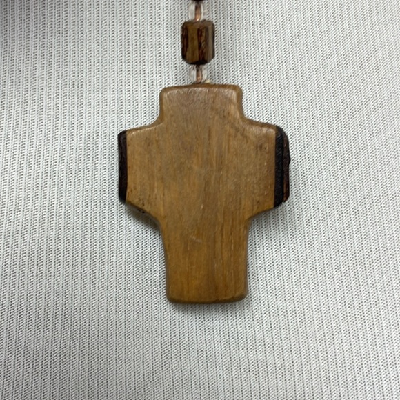 Wooden Beaded Cross Necklace - Picture 5 of 9
